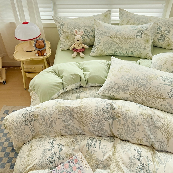 91家纺网 家纺一手货源 找家纺 赫然 2026新款水洗双层纱四件套 丛林密语