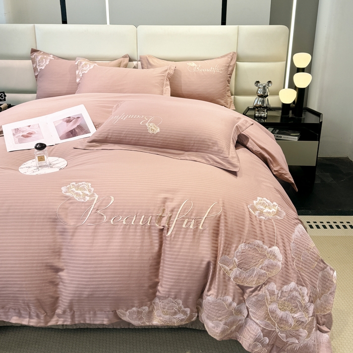 91家纺网 家纺一手货源 找家纺 梧桐家居 2024新款全棉四件套-银杏系列 银杏-浅咖