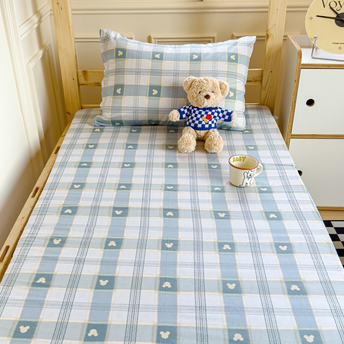 91家纺网 家纺一手货源 找家纺 金丝鸟家纺 2024新款全棉水晶绒床垫套 小格米奇