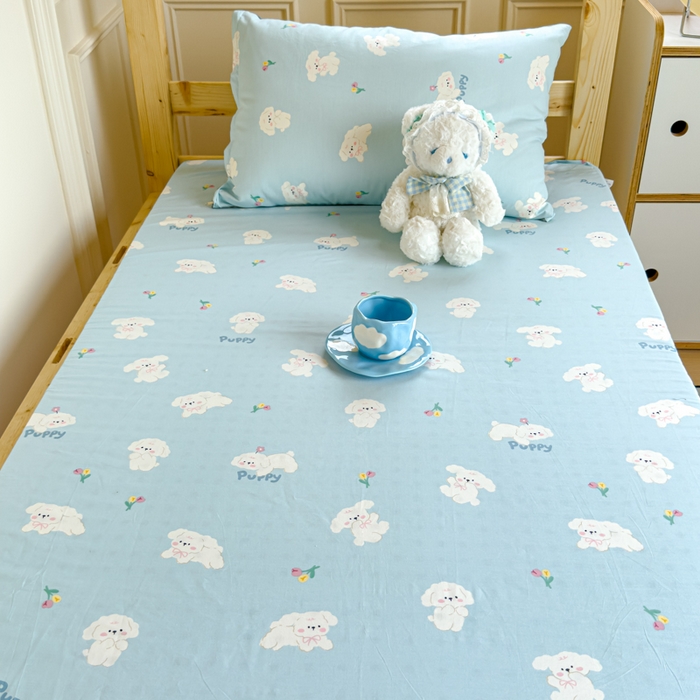 91家纺网 家纺一手货源 找家纺 金丝鸟家纺 2024新款全棉水晶绒床垫套 婴儿蓝汪