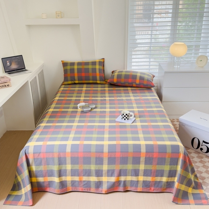 金丝鸟家纺 2024新款A类全棉色织水洗棉单床单系列 彩色格子