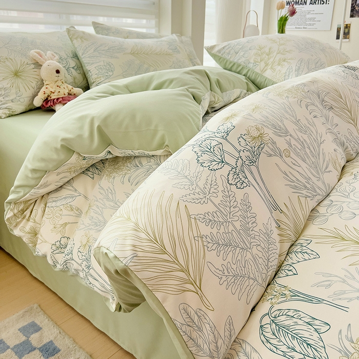 91家纺网 家纺一手货源 找家纺 赫然 2026新款水洗双层纱单品被套 丛林密语