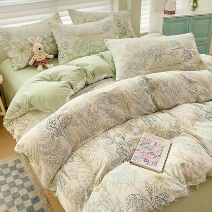 91家纺网 家纺一手货源 找家纺 赫然 2026新款水洗双层纱四件套 丛林密语