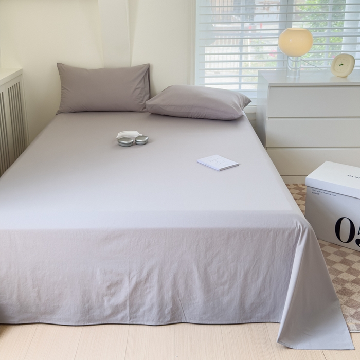 91家纺网 家纺一手货源 找家纺 金丝鸟家纺 2024新款A类全棉色织水洗棉单床单系列 浅灰