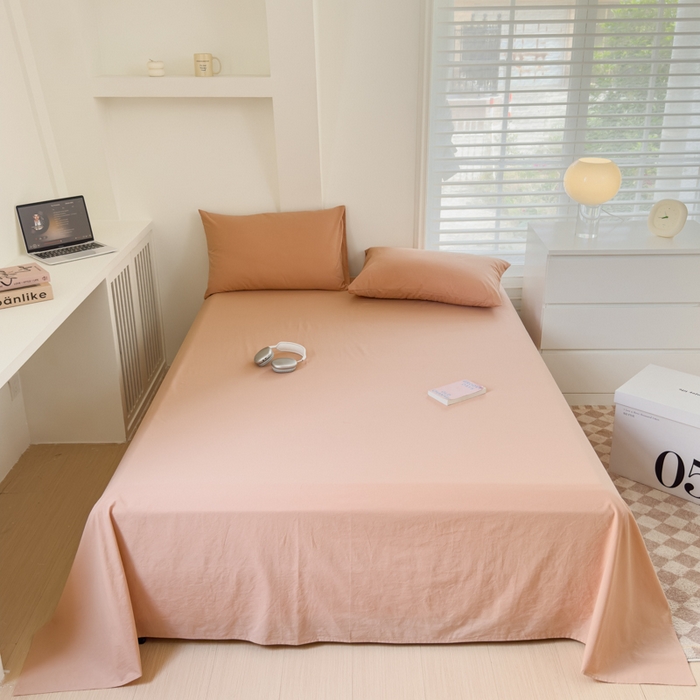 91家纺网 家纺一手货源 找家纺 金丝鸟家纺 2024新款A类全棉色织水洗棉单床单系列 驼色