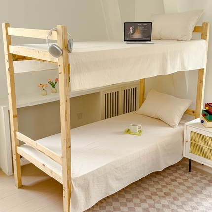 金丝鸟家纺 2024新款A类全棉色织水洗棉单床单系列（学生床） 米白细条