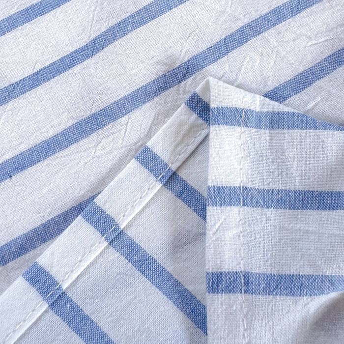 91家纺网 家纺一手货源 找家纺 金丝鸟家纺 2024新款A类全棉色织水洗棉单床单系列（学生床） 蓝色中条