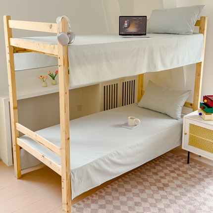 金丝鸟家纺 2024新款A类全棉色织水洗棉单床单系列（学生床） 绿细条