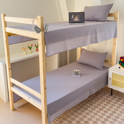 金丝鸟家纺 2024新款A类全棉色织水洗棉单床单系列（学生床） 蓝红田格