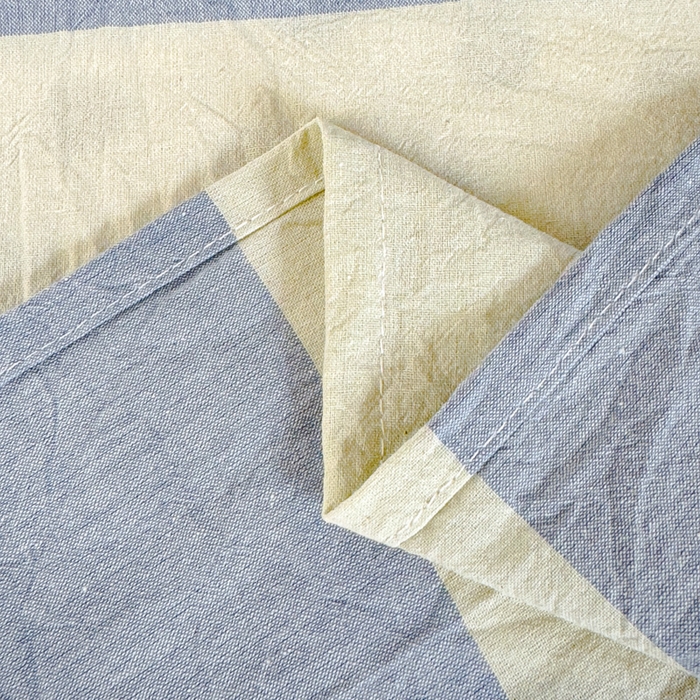 91家纺网 家纺一手货源 找家纺 金丝鸟家纺 2024新款A类全棉色织水洗棉单床单系列（学生床） 蓝灰大竖条