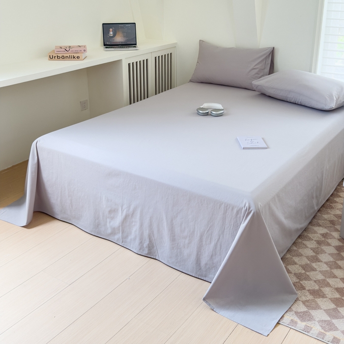 91家纺网 家纺一手货源 找家纺 金丝鸟家纺 2024新款A类全棉色织水洗棉单床单系列 浅灰