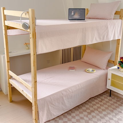 金丝鸟家纺 2024新款A类全棉色织水洗棉单床单系列（学生床） 粉细条