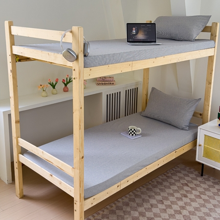 金丝鸟家纺 2024新款A类全棉色织水洗棉单床笠系列（学生床） 灰细条