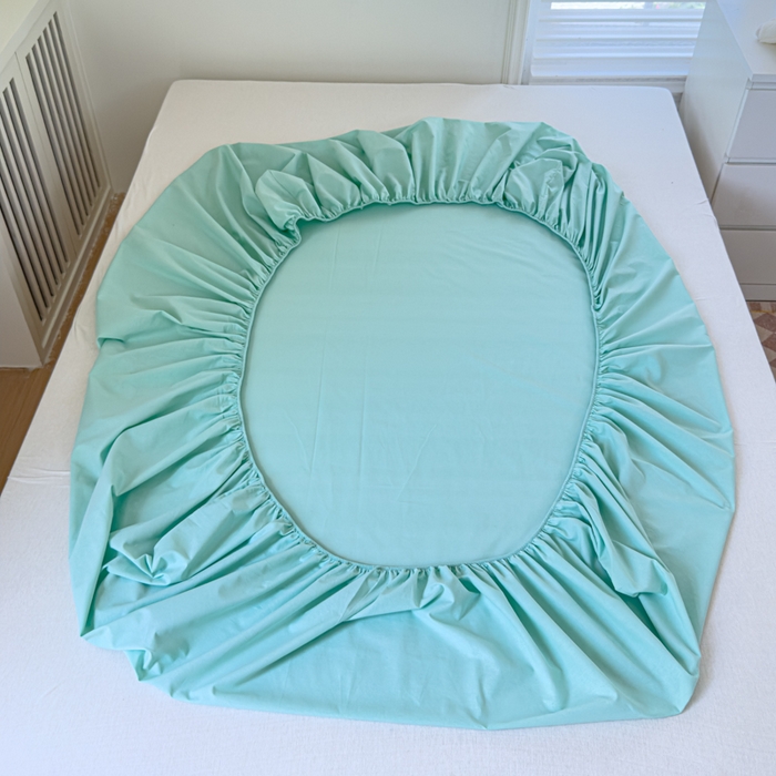 91家纺网 家纺一手货源 找家纺 金丝鸟家纺 2024新款A类全棉色织水洗棉床笠系列 果绿