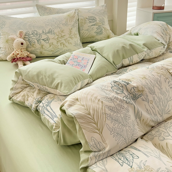 91家纺网 家纺一手货源 找家纺 赫然 2026新款水洗双层纱单品被套 丛林密语