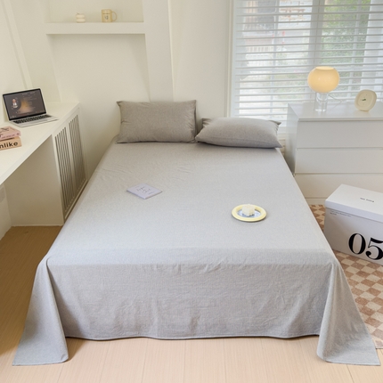 金丝鸟家纺 2024新款A类全棉色织水洗棉单床单系列 灰细条