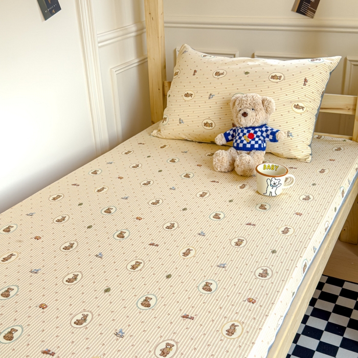 91家纺网 家纺一手货源 找家纺 金丝鸟家纺 2024新款全棉水晶绒床垫套 美美熊