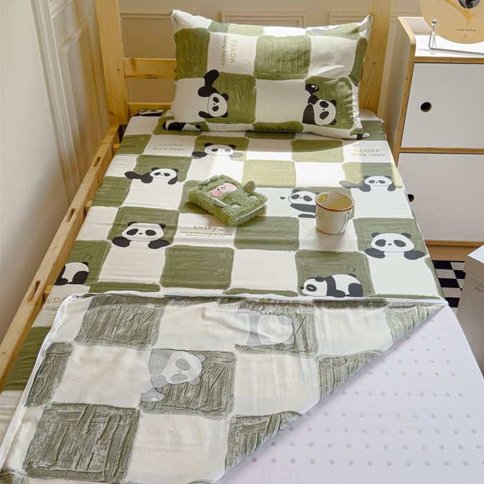 91家纺网 家纺一手货源 找家纺 金丝鸟家纺 2024新款全棉水晶绒床垫套 棋盘米兜