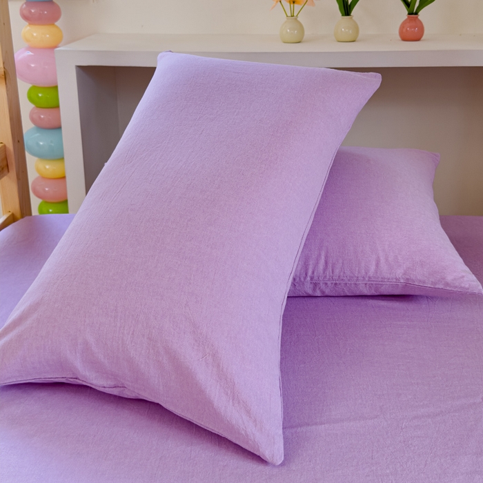 91家纺网 家纺一手货源 找家纺 金丝鸟家纺 2024新款A类全棉色织水洗棉单床笠系列（学生床） 烟紫