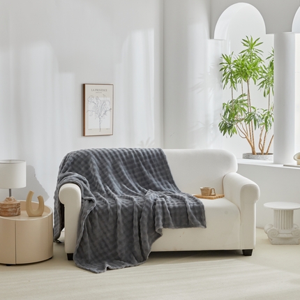 91家纺网 家纺一手货源 找家纺 （总）巴木赫 2024新款法兰绒泡泡卷边毯子毛毯