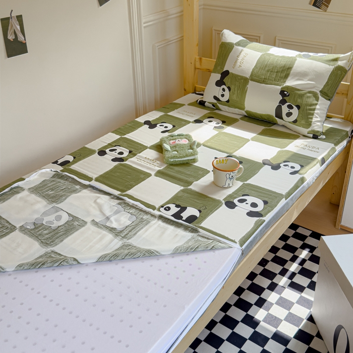 91家纺网 家纺一手货源 找家纺 金丝鸟家纺 2024新款全棉水晶绒床垫套 棋盘米兜