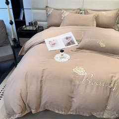 91家纺网 家纺一手货源 找家纺 梧桐家居 2024新款全棉四件套-银杏系列 银杏-浅咖