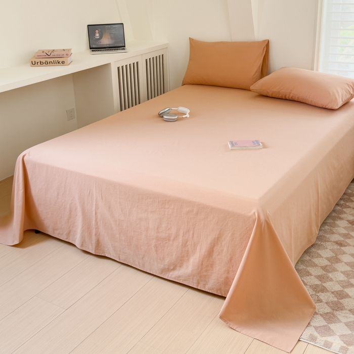 91家纺网 家纺一手货源 找家纺 金丝鸟家纺 2024新款A类全棉色织水洗棉单床单系列 驼色