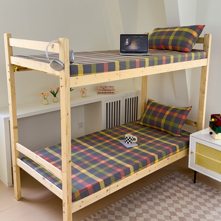 金丝鸟家纺 2024新款A类全棉色织水洗棉单床笠系列（学生床） 彩色格子