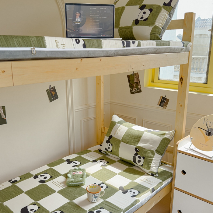 91家纺网 家纺一手货源 找家纺 金丝鸟家纺 2024新款全棉水晶绒床垫套 棋盘米兜