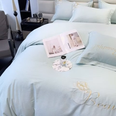 91家纺网 家纺一手货源 找家纺 梧桐家居 2024新款全棉四件套-银杏系列 银杏-青草绿