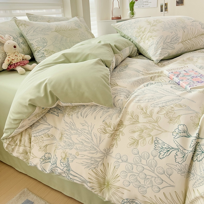 91家纺网 家纺一手货源 找家纺 赫然 2026新款水洗双层纱四件套 丛林密语