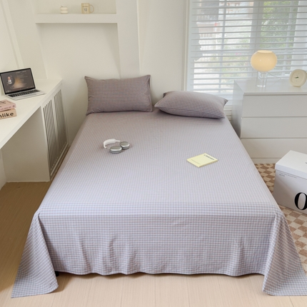 金丝鸟家纺 2024新款A类全棉色织水洗棉单床单系列 蓝红田格