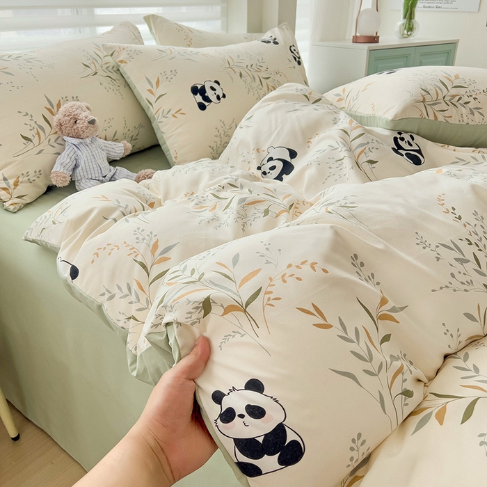 91家纺网 家纺一手货源 找家纺 赫然 2026新款水洗双层纱单品被套小熊猫