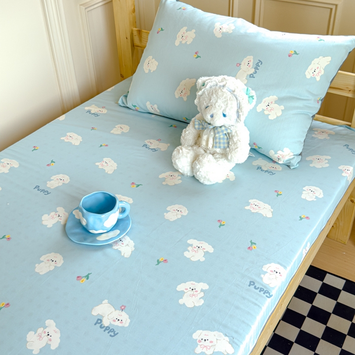 91家纺网 家纺一手货源 找家纺 金丝鸟家纺 2024新款全棉水晶绒床垫套 婴儿蓝汪