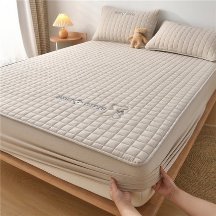 91家纺网 家纺一手货源 找家纺 （总）索弗莱家纺 2024新款色织全棉水洗棉刺绣款棉花床笠