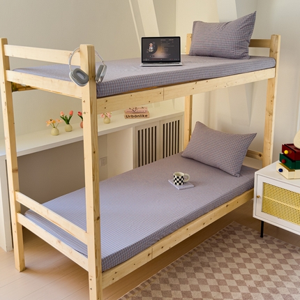 金丝鸟家纺 2024新款A类全棉色织水洗棉单床笠系列（学生床） 蓝红田格