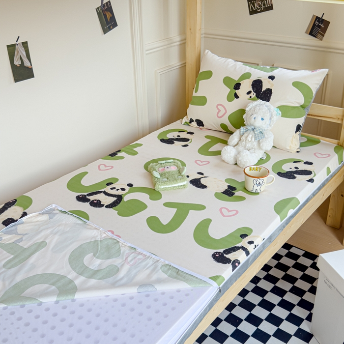 91家纺网 家纺一手货源 找家纺 金丝鸟家纺 2024新款全棉水晶绒床垫套 国宝字母