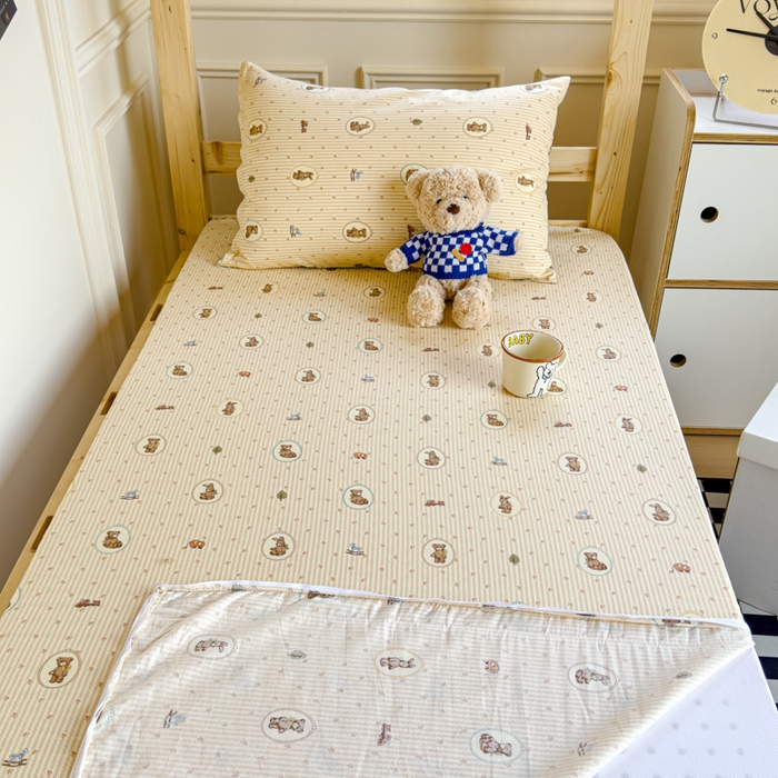 91家纺网 家纺一手货源 找家纺 金丝鸟家纺 2024新款全棉水晶绒床垫套 美美熊