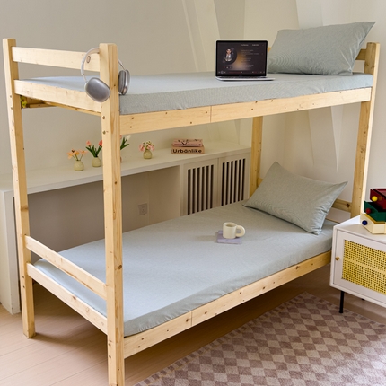 金丝鸟家纺 2024新款A类全棉色织水洗棉单床笠系列（学生床） 绿细条