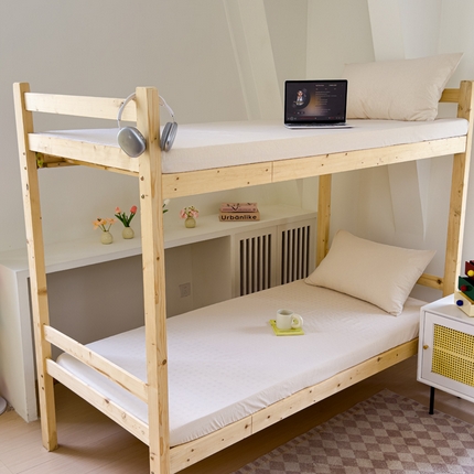 金丝鸟家纺 2024新款A类全棉色织水洗棉单床笠系列（学生床） 米白细条