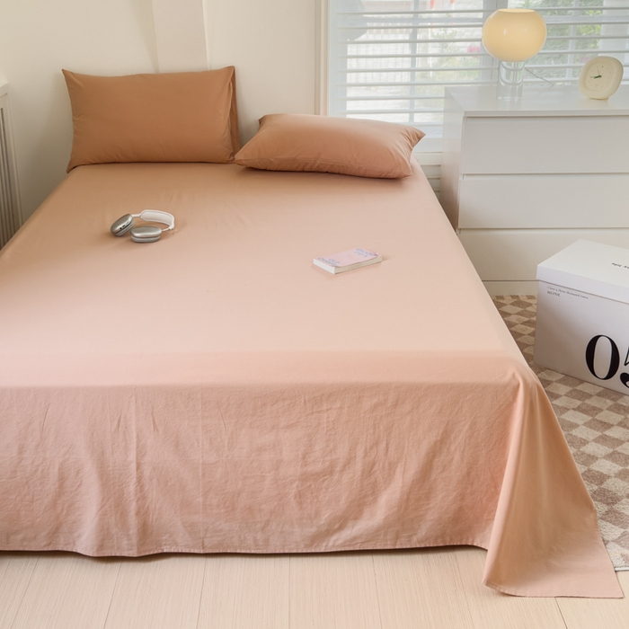 91家纺网 家纺一手货源 找家纺 金丝鸟家纺 2024新款A类全棉色织水洗棉单床单系列 驼色