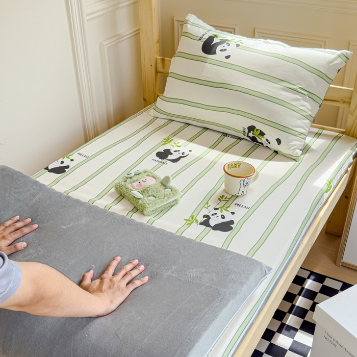 91家纺网 家纺一手货源 找家纺 金丝鸟家纺 2024新款全棉水晶绒床垫套 竹林米兜