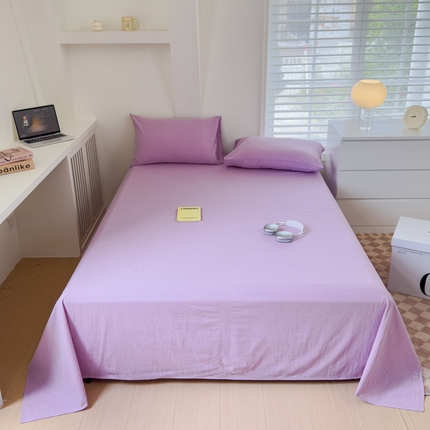 金丝鸟家纺 2024新款A类全棉色织水洗棉单床单系列 烟紫