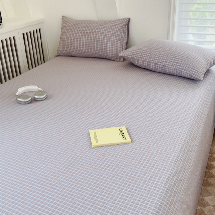 91家纺网 家纺一手货源 找家纺 金丝鸟家纺 2024新款A类全棉色织水洗棉单床单系列 蓝红田格