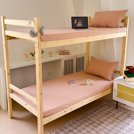 金丝鸟家纺 2024新款A类全棉色织水洗棉单床笠系列（学生床） 驼色