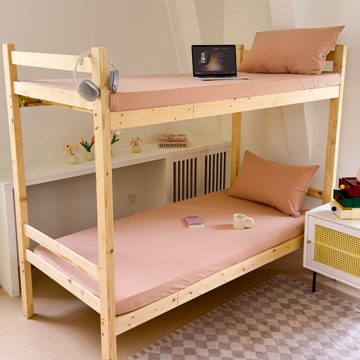 91家纺网 家纺一手货源 找家纺 金丝鸟家纺 2024新款A类全棉色织水洗棉单床笠系列（学生床） 驼色