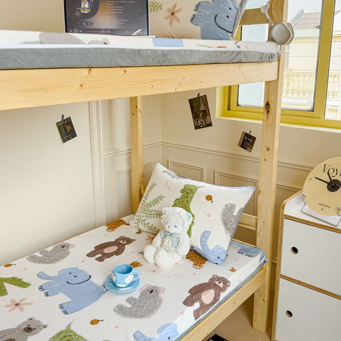 91家纺网 家纺一手货源 找家纺 金丝鸟家纺 2024新款全棉水晶绒床垫套 奇妙动物园