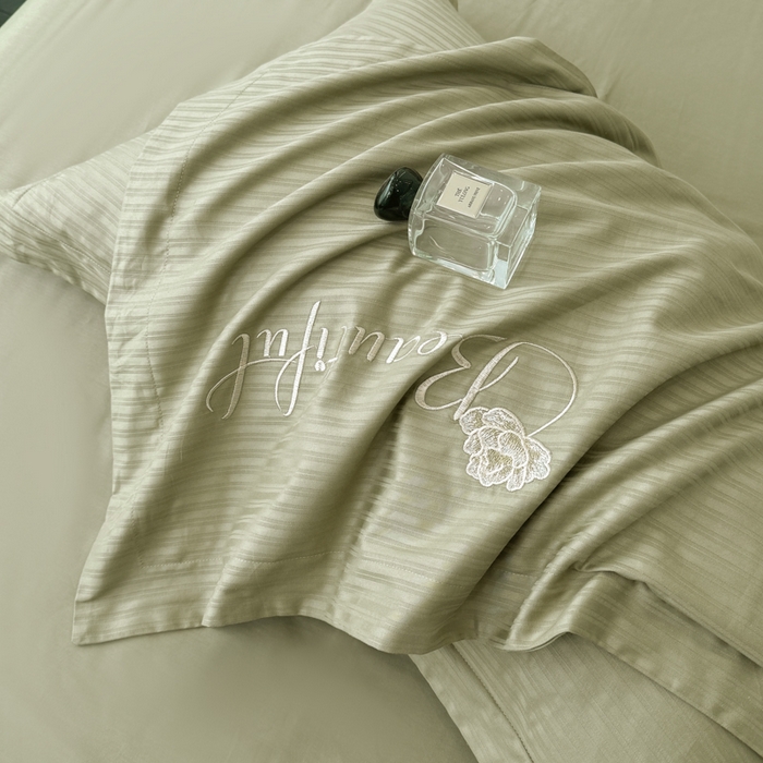 91家纺网 家纺一手货源 找家纺 梧桐家居 2024新款全棉四件套-银杏系列 银杏-高级绿