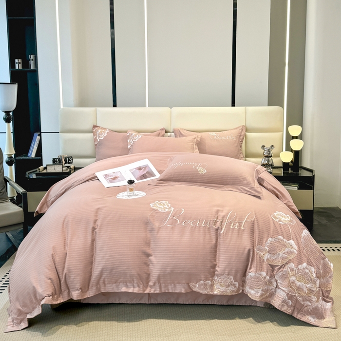 91家纺网 家纺一手货源 找家纺 梧桐家居 2024新款全棉四件套-银杏系列 银杏-浅咖