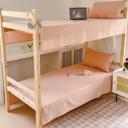 91家纺网 家纺一手货源 找家纺 金丝鸟家纺 2024新款A类全棉色织水洗棉单床单系列（学生床） 驼色